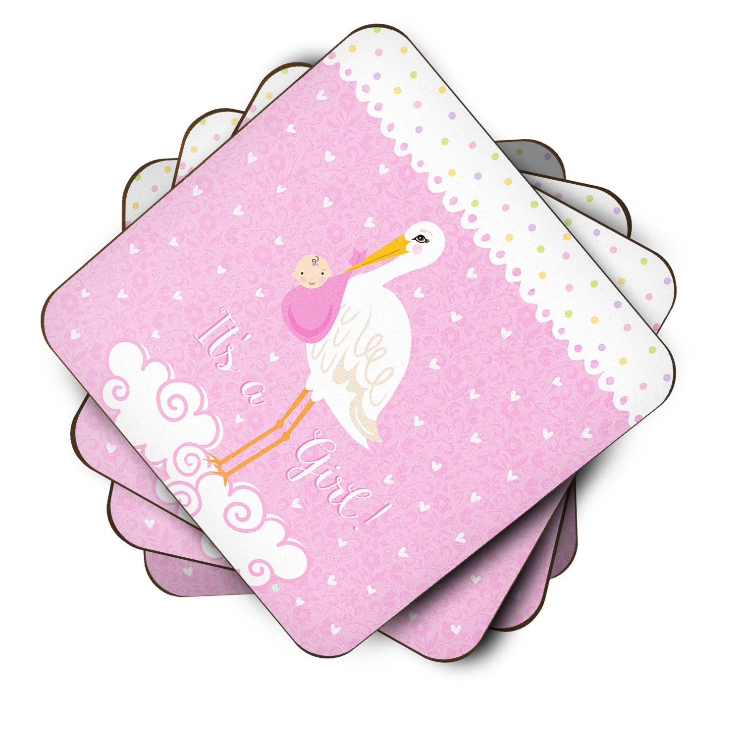 It's a Baby Girl Foam Coaster Set of 4 VHA3013FC - the-store.com