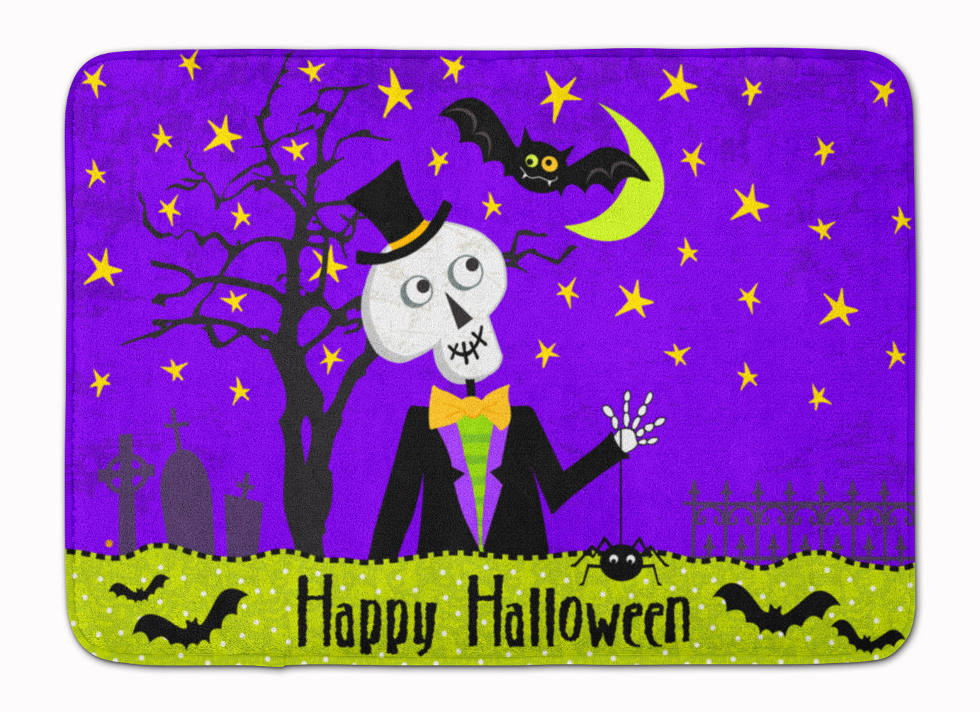 Happy Halloween Skeleton Machine Washable Memory Foam Mat VHA3014RUG - the-store.com