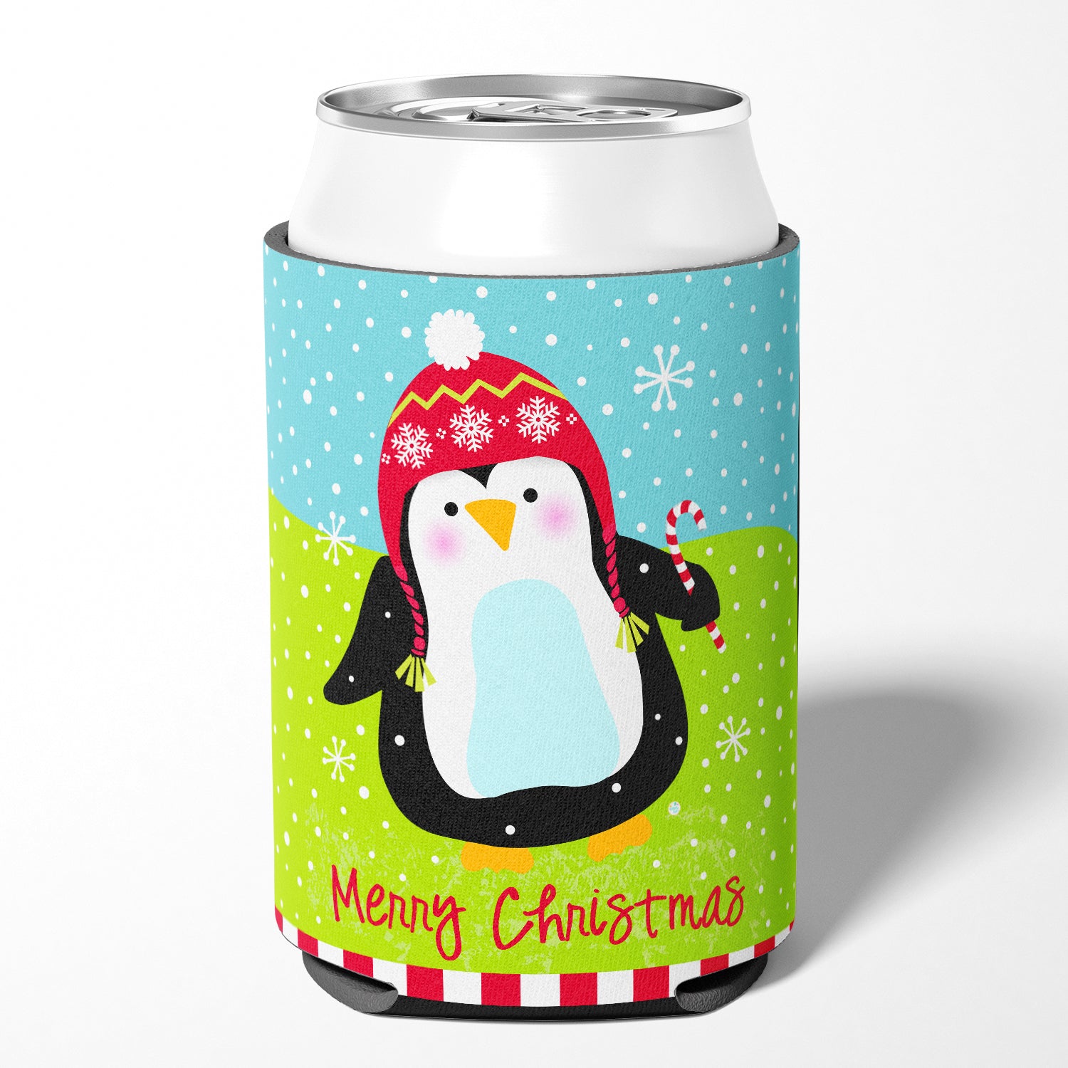 Merry Christmas Happy Penguin Can or Bottle Hugger VHA3015CC.