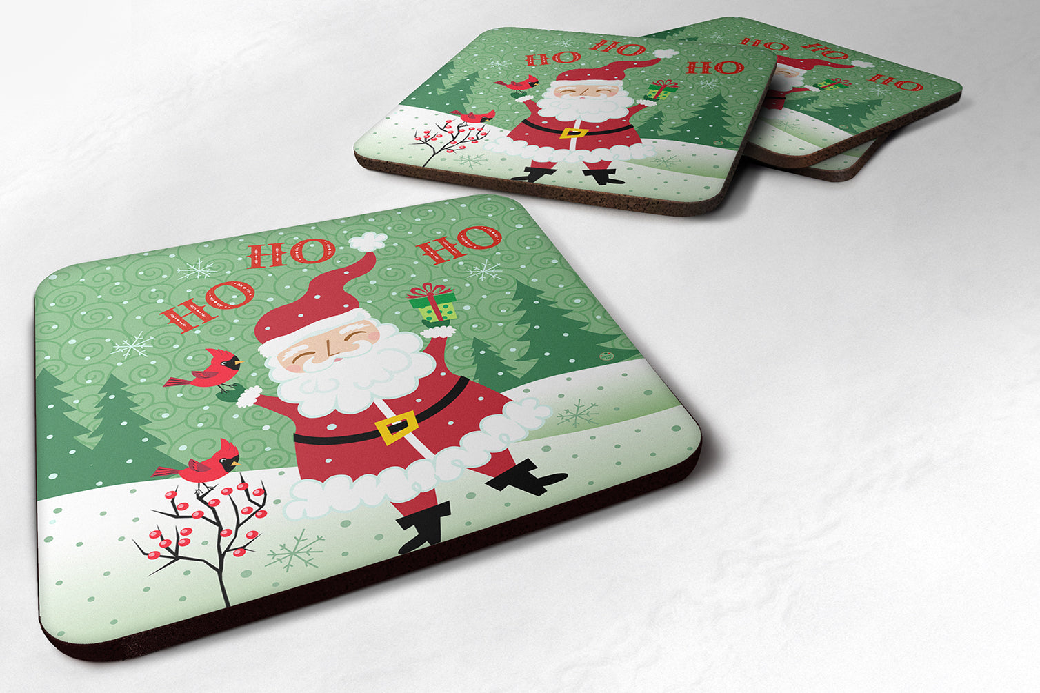 Merry Christmas Santa Claus Ho Ho Ho Foam Coaster Set of 4 VHA3016FC - the-store.com