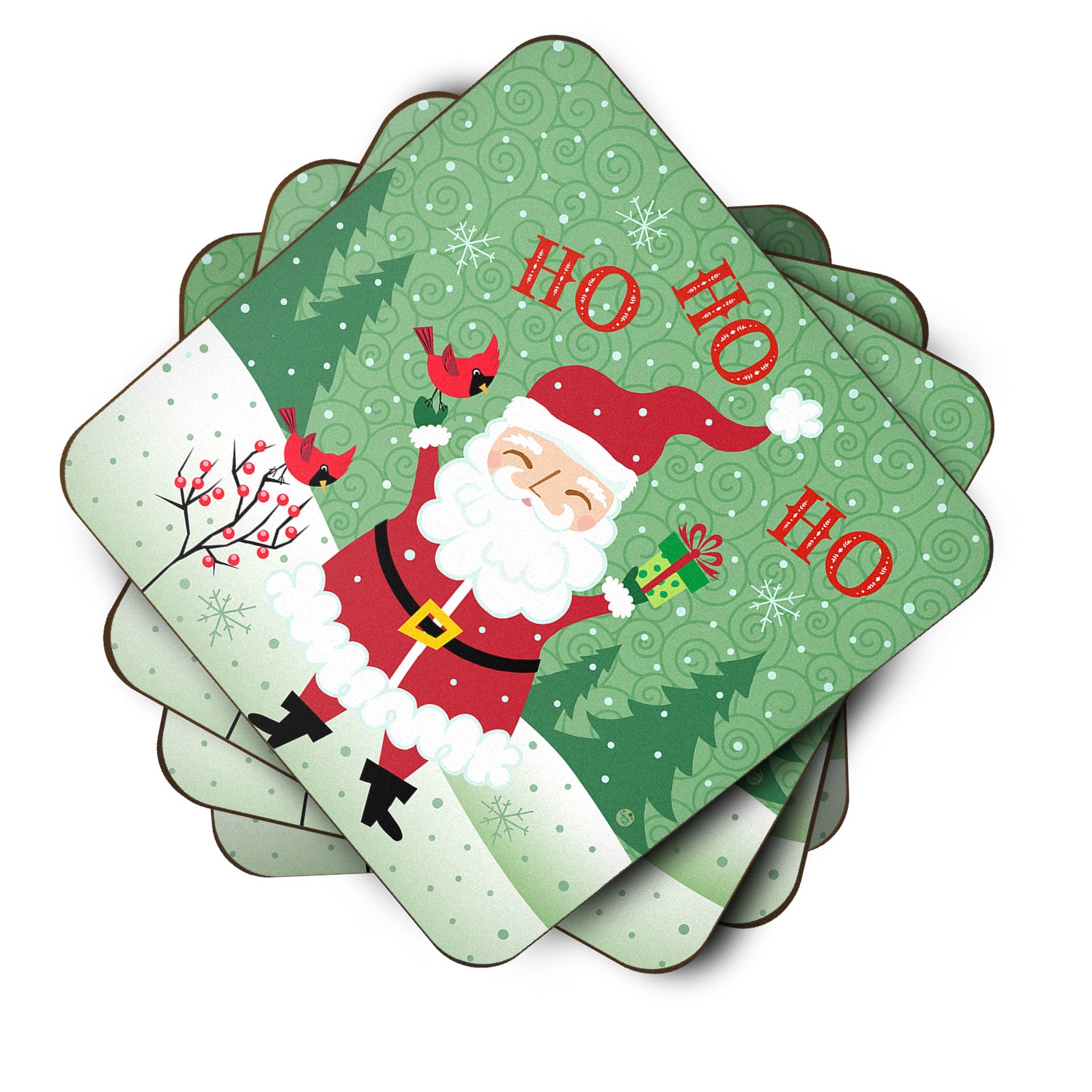 Merry Christmas Santa Claus Ho Ho Ho Foam Coaster Set of 4 VHA3016FC - the-store.com