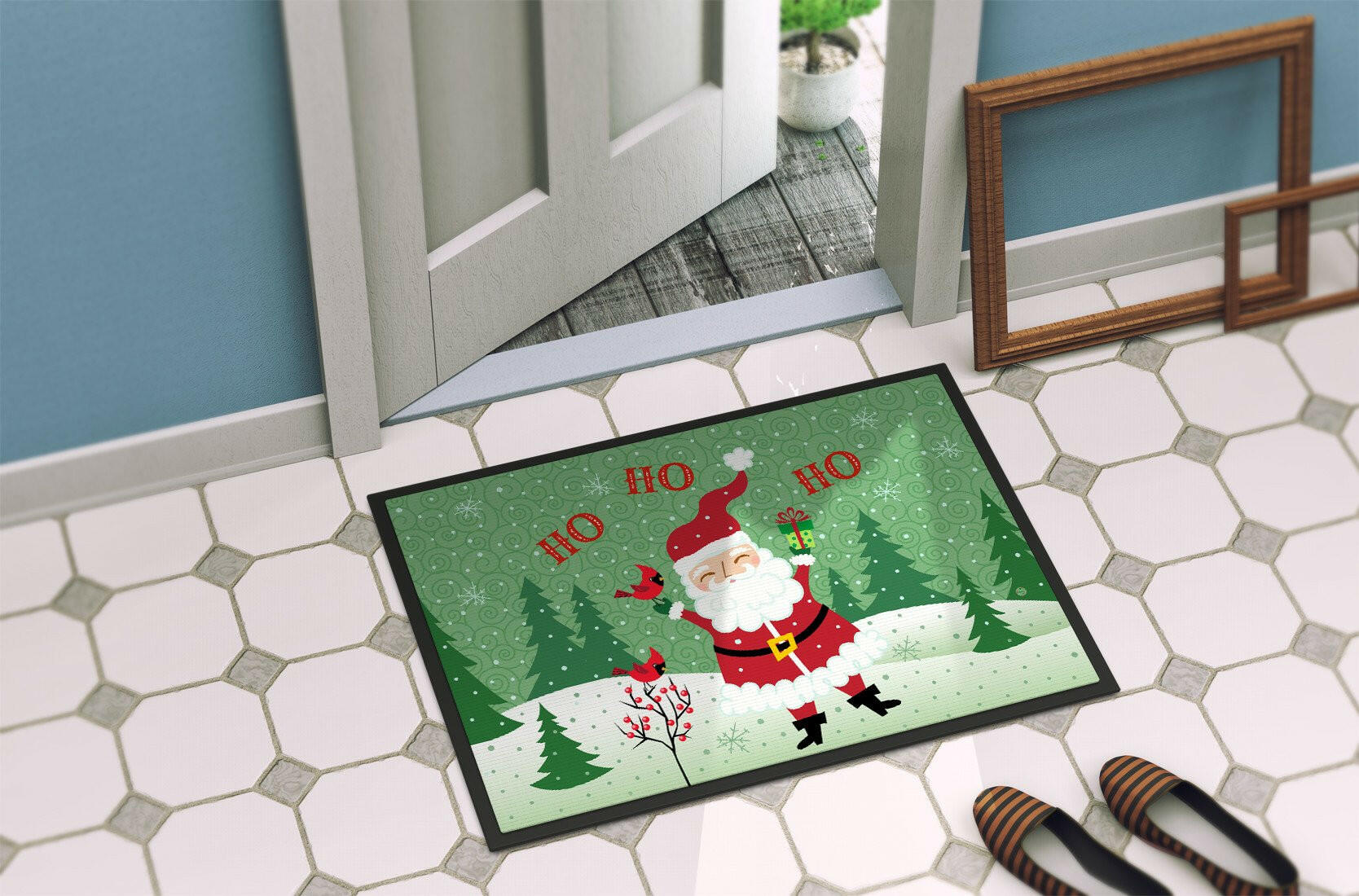 Merry Christmas Santa Claus Ho Ho Ho Indoor or Outdoor Mat 24x36 VHA3016JMAT - the-store.com