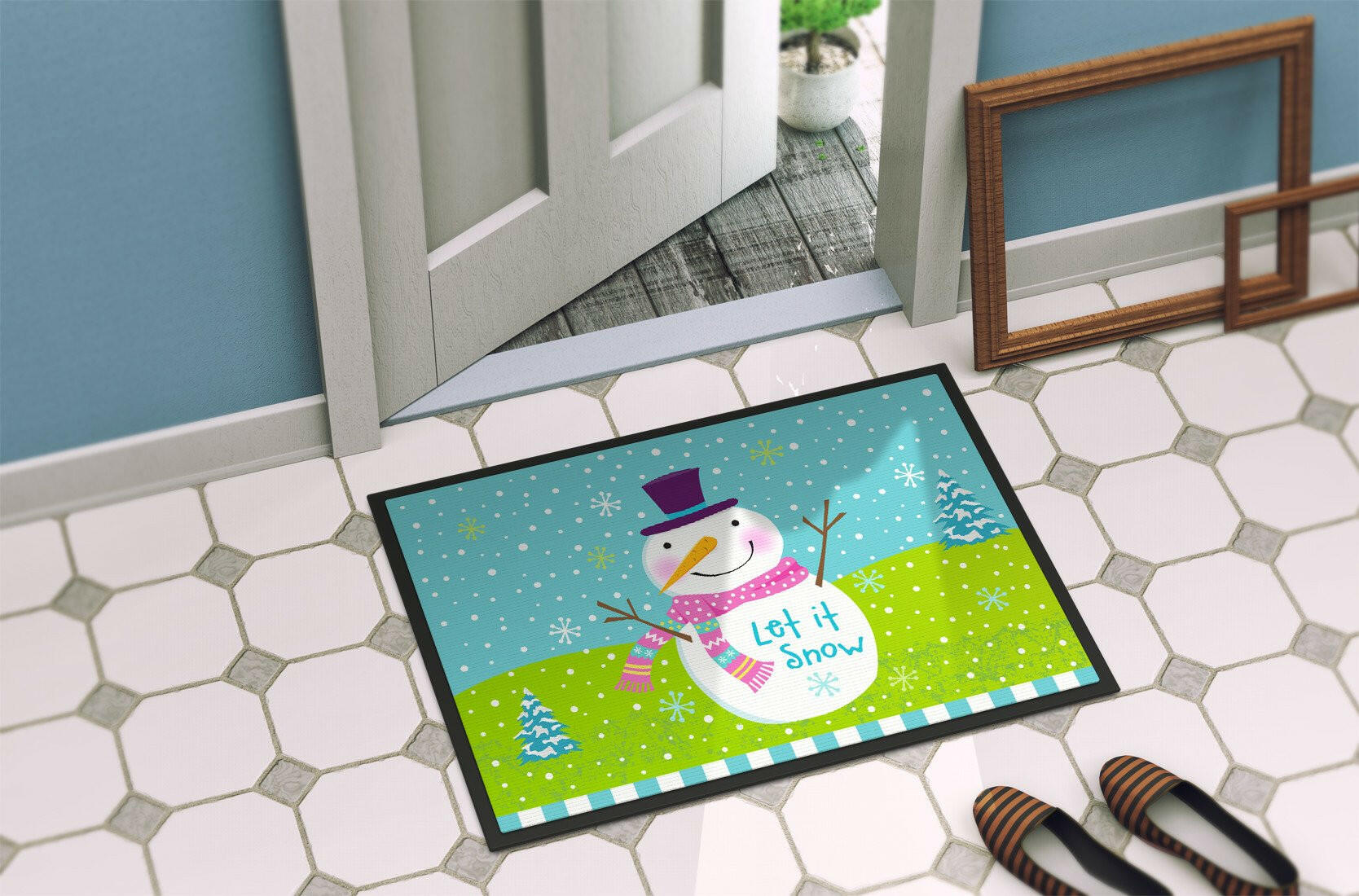 Christmas Snowman Let it Snow Indoor or Outdoor Mat 24x36 VHA3017JMAT - the-store.com