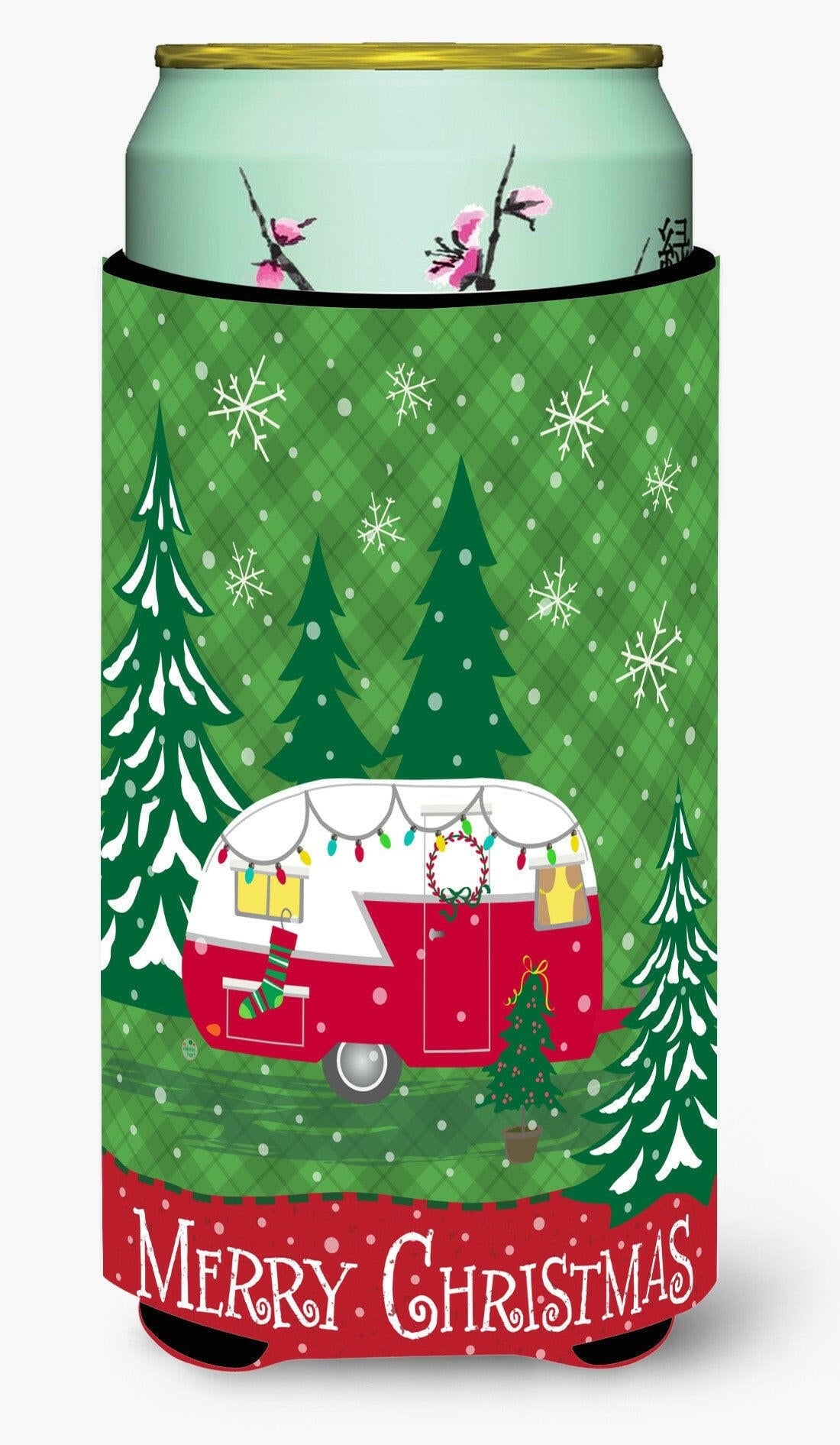 Christmas Vintage Glamping Trailer Tall Boy Beverage Insulator Hugger VHA3018TBC by Caroline's Treasures