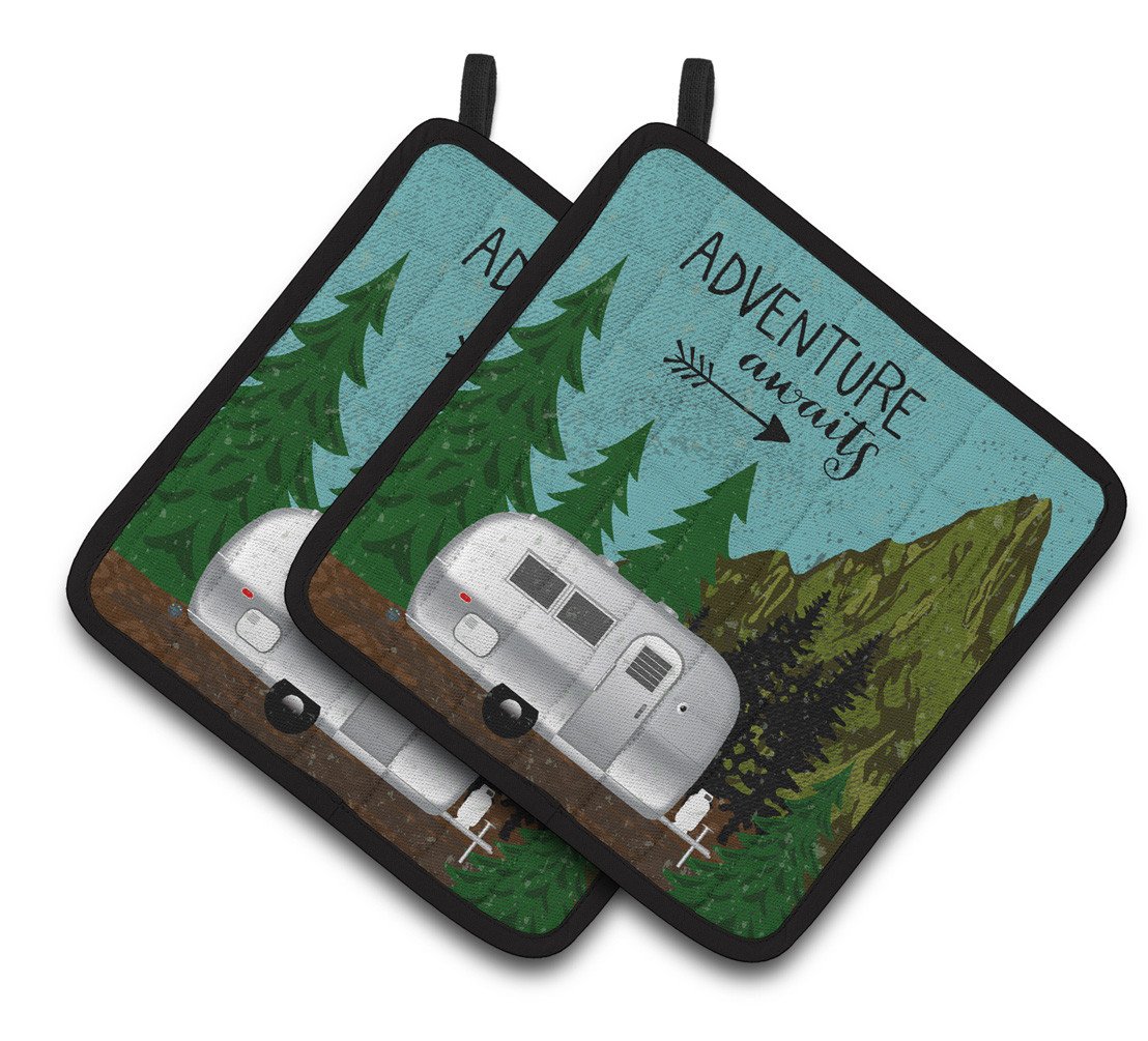 Airstream Camper Adventure Awaits Pair of Pot Holders VHA3022PTHD by Caroline's Treasures