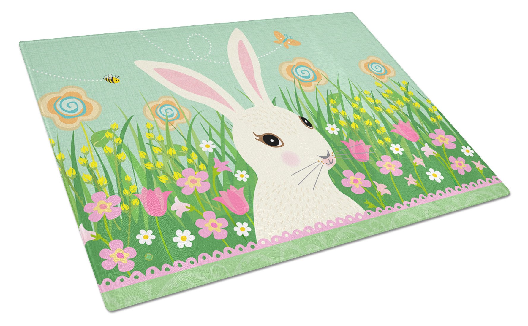 Easter Bunny Rabbit Glass Cutting Board Large VHA3023LCB by Caroline's Treasures