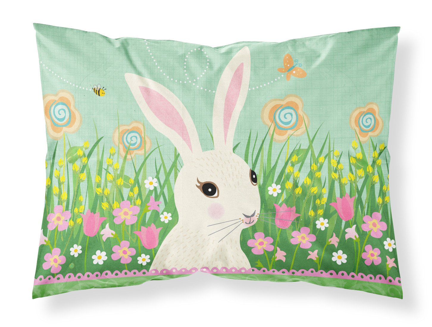 Easter Bunny Rabbit Fabric Standard Pillowcase VHA3023PILLOWCASE by Caroline's Treasures