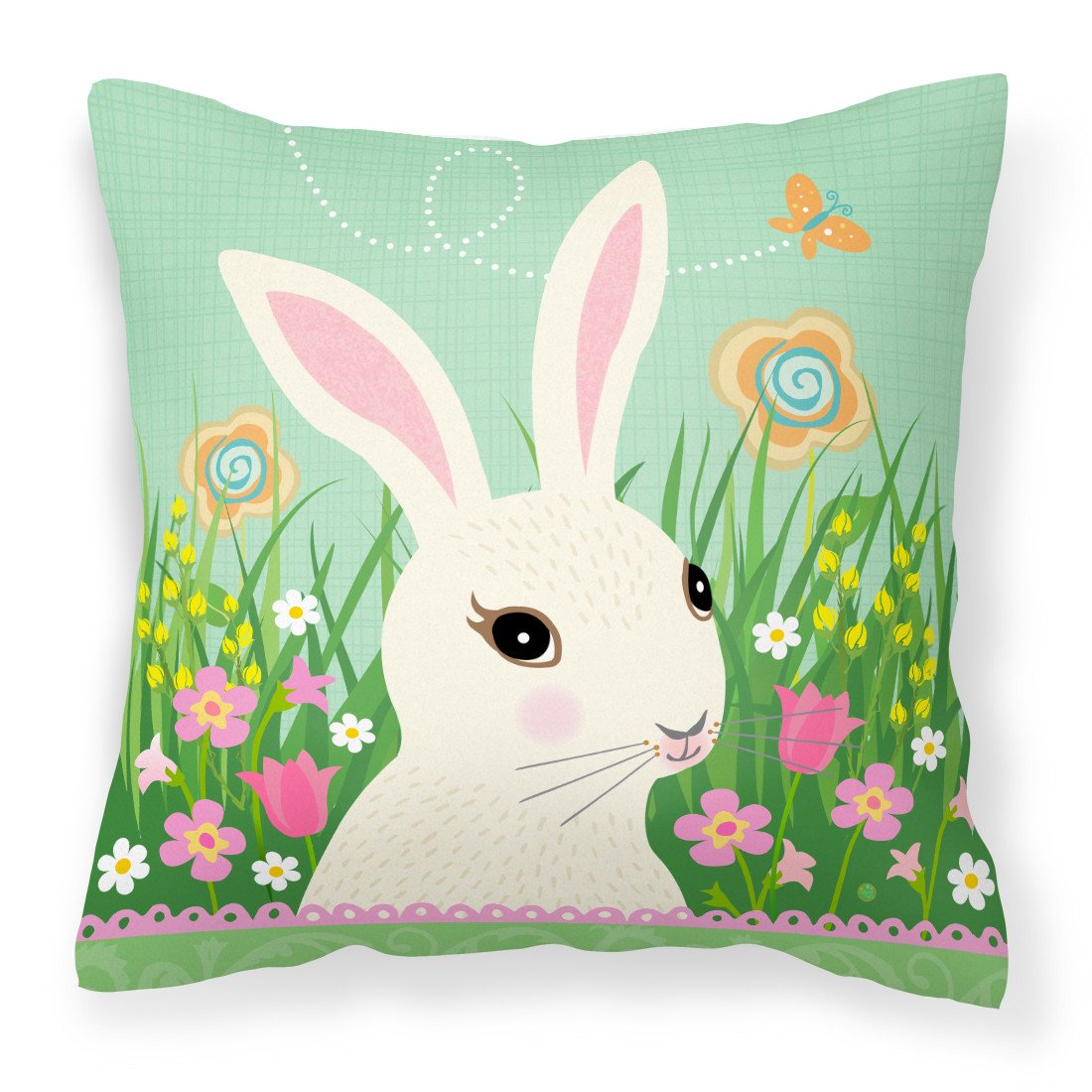 Easter Bunny Rabbit Fabric Decorative Pillow VHA3023PW1818 by Caroline&#39;s Treasures