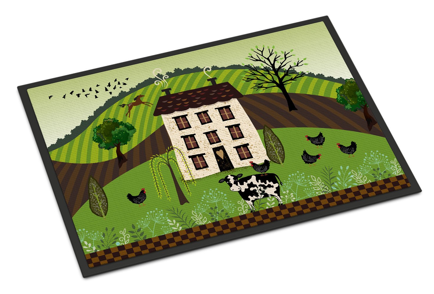 Folk Art Country House Indoor or Outdoor Mat 24x36 VHA3024JMAT by Caroline's Treasures