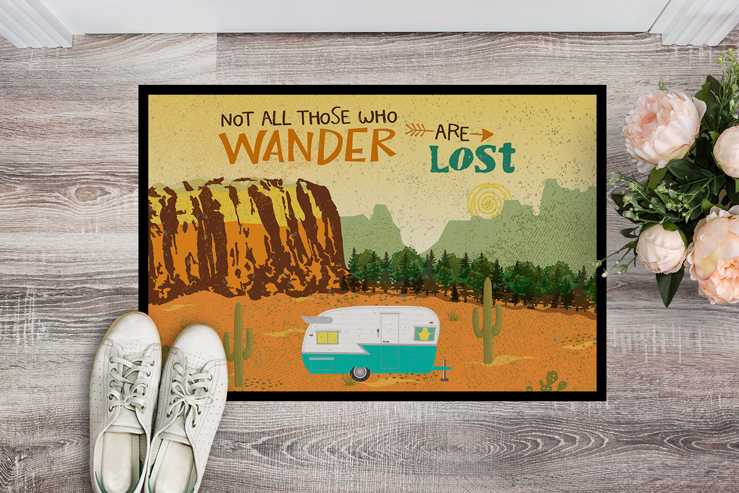 Retro Camper Camping Wander Indoor or Outdoor Mat 18x27 VHA3025MAT - the-store.com