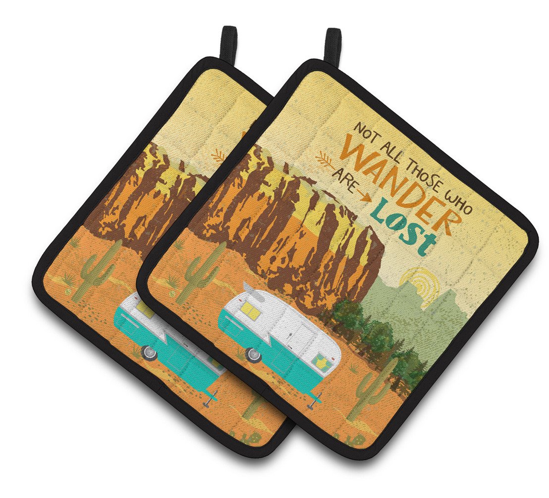 Retro Camper Camping Wander Pair of Pot Holders VHA3025PTHD by Caroline's Treasures