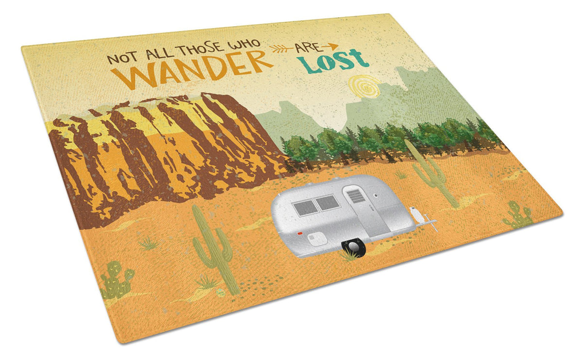 Airstream Camper Camping Wander Glass Cutting Board Large VHA3026LCB by Caroline&#39;s Treasures