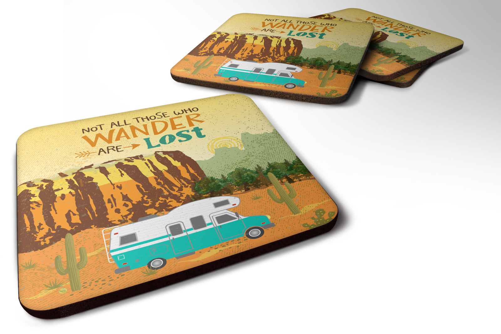 RV Camper Camping Wander Foam Coaster Set of 4 VHA3027FC - the-store.com