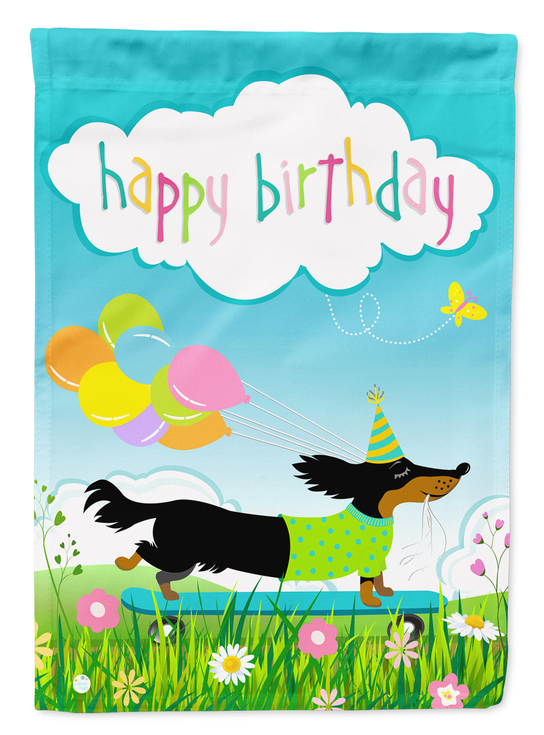 Happy Birthday Dachshund Flag Canvas House Size VHA3029CHF  the-store.com.