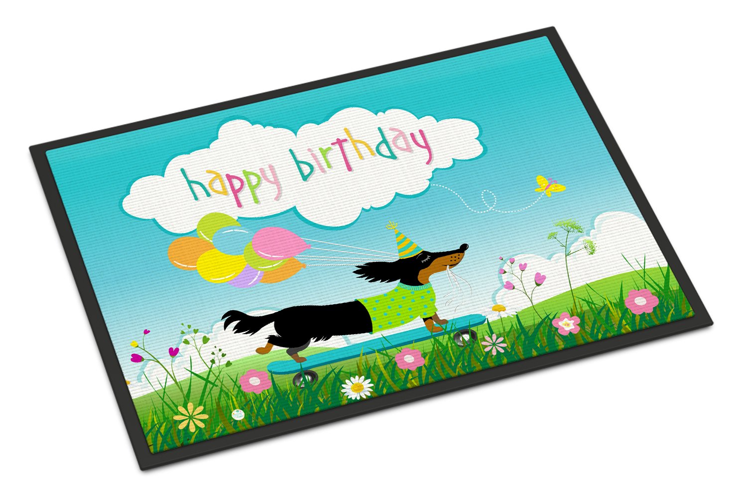 Happy Birthday Dachshund Indoor or Outdoor Mat 24x36 VHA3029JMAT by Caroline's Treasures