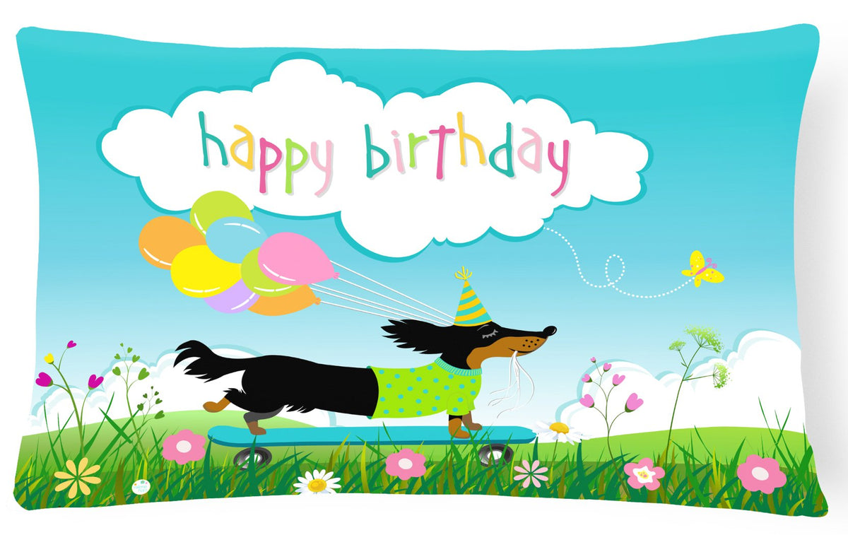 Happy Birthday Dachshund Canvas Fabric Decorative Pillow VHA3029PW1216 by Caroline&#39;s Treasures