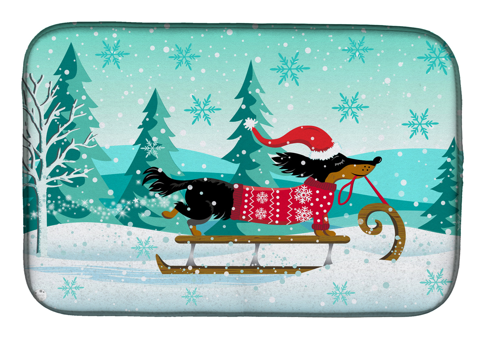 Merry Christmas Dachshund Dish Drying Mat VHA3030DDM  the-store.com.