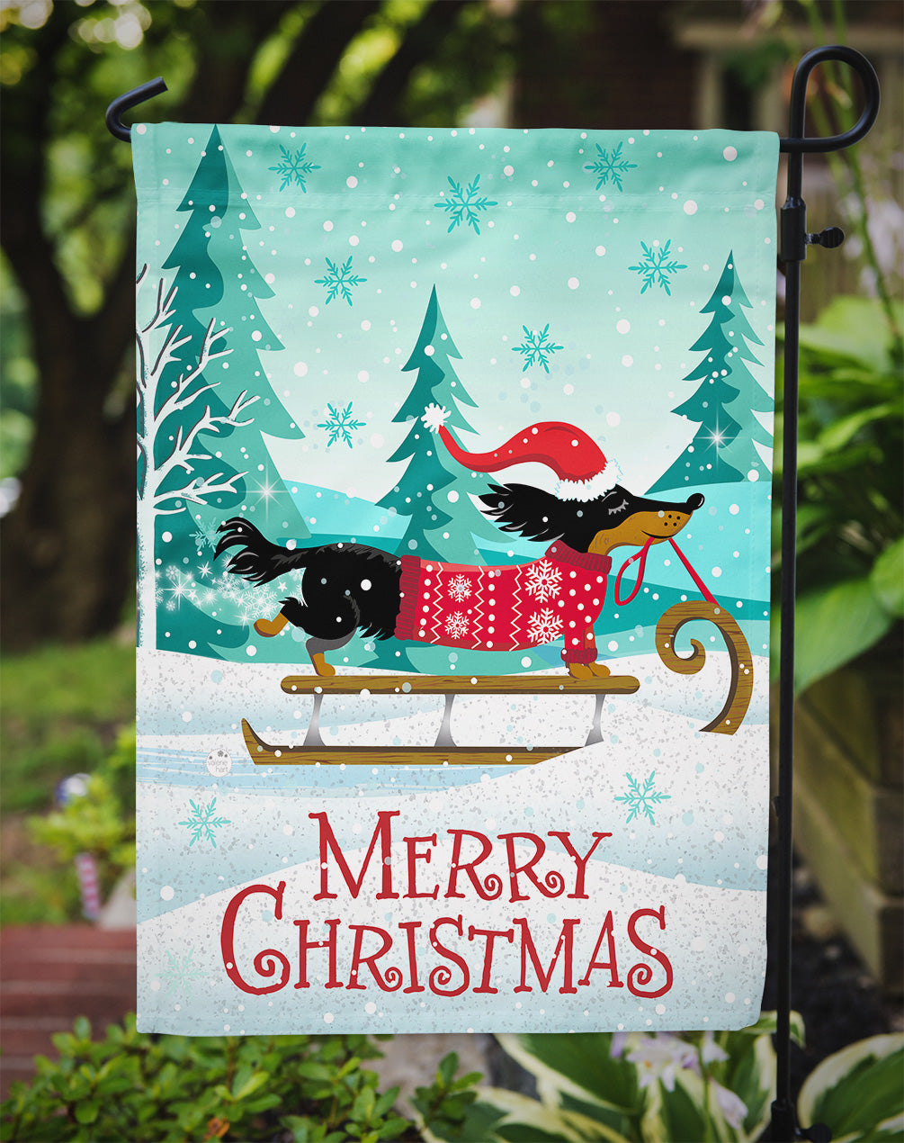 Merry Christmas Dachshund Flag Garden Size VHA3030GF  the-store.com.