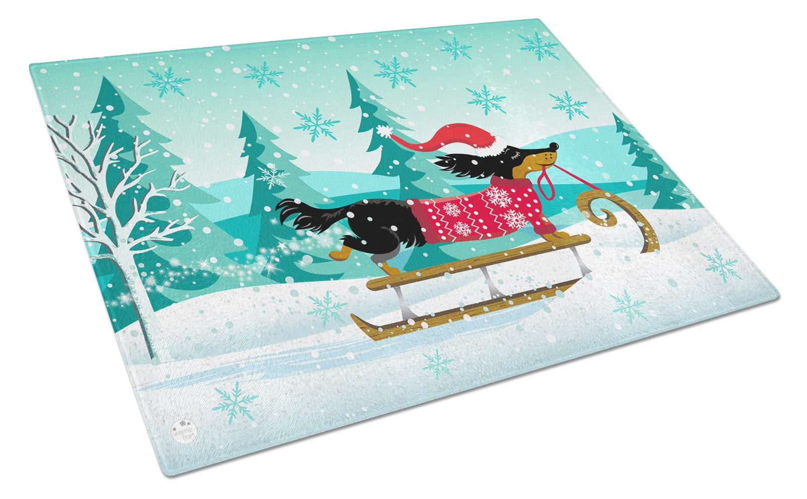 Merry Christmas Dachshund Glass Cutting Board Large VHA3030LCB by Caroline's Treasures