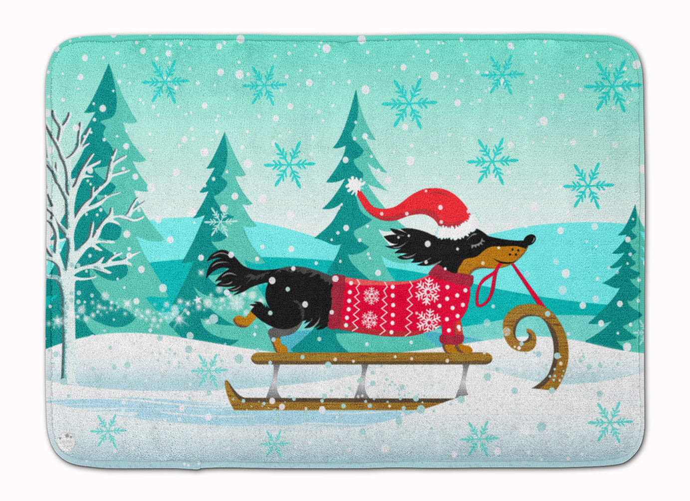 Merry Christmas Dachshund Machine Washable Memory Foam Mat VHA3030RUG - the-store.com