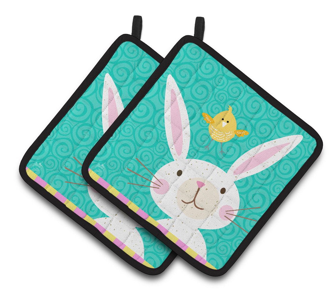 Happy Easter Rabbit Pair of Pot Holders VHA3032PTHD by Caroline's Treasures