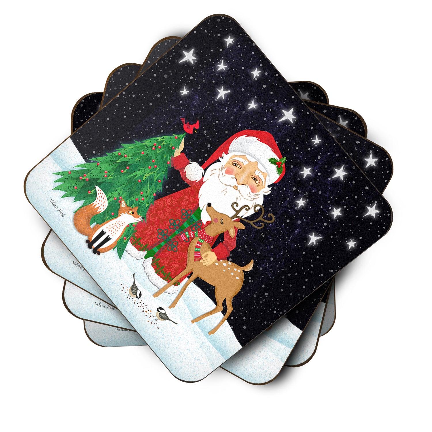 Santa Claus Christmas Foam Coaster Set of 4 VHA3033FC - the-store.com