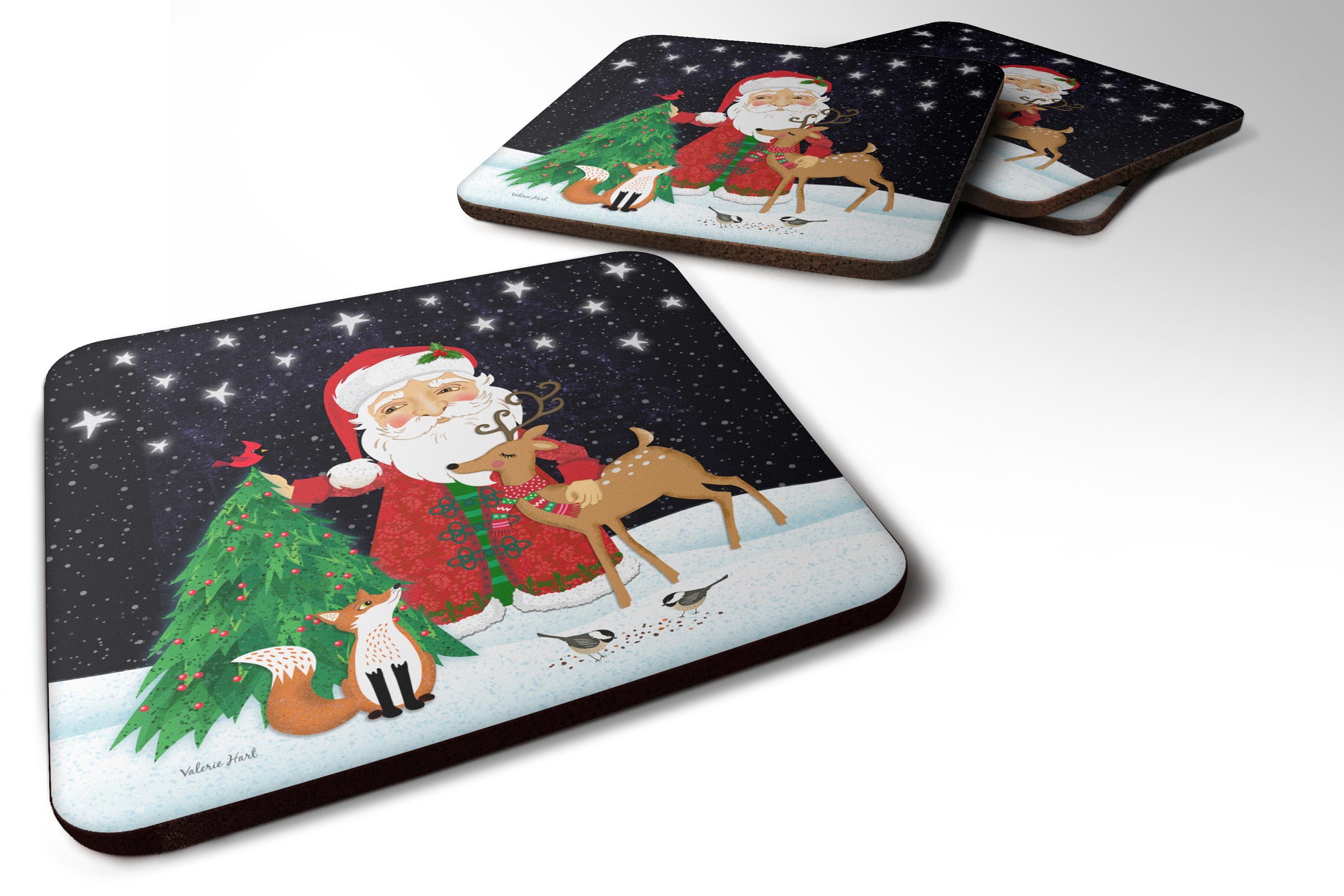 Santa Claus Christmas Foam Coaster Set of 4 VHA3033FC - the-store.com