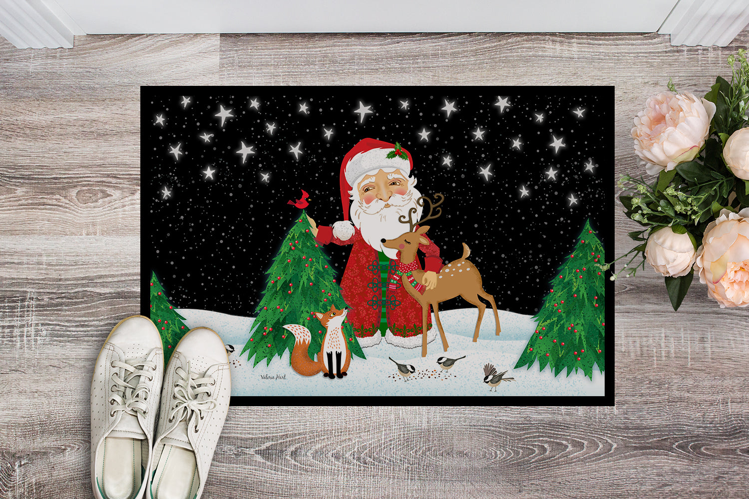 Santa Claus Christmas Indoor or Outdoor Mat 18x27 VHA3033MAT - the-store.com