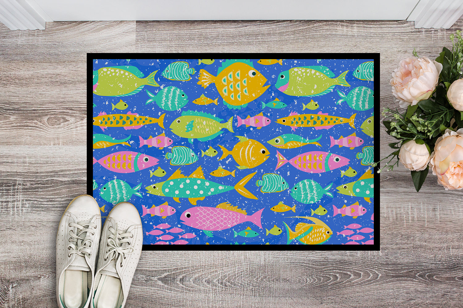 Little Colorful Fishes Indoor or Outdoor Mat 18x27 VHA3034MAT - the-store.com