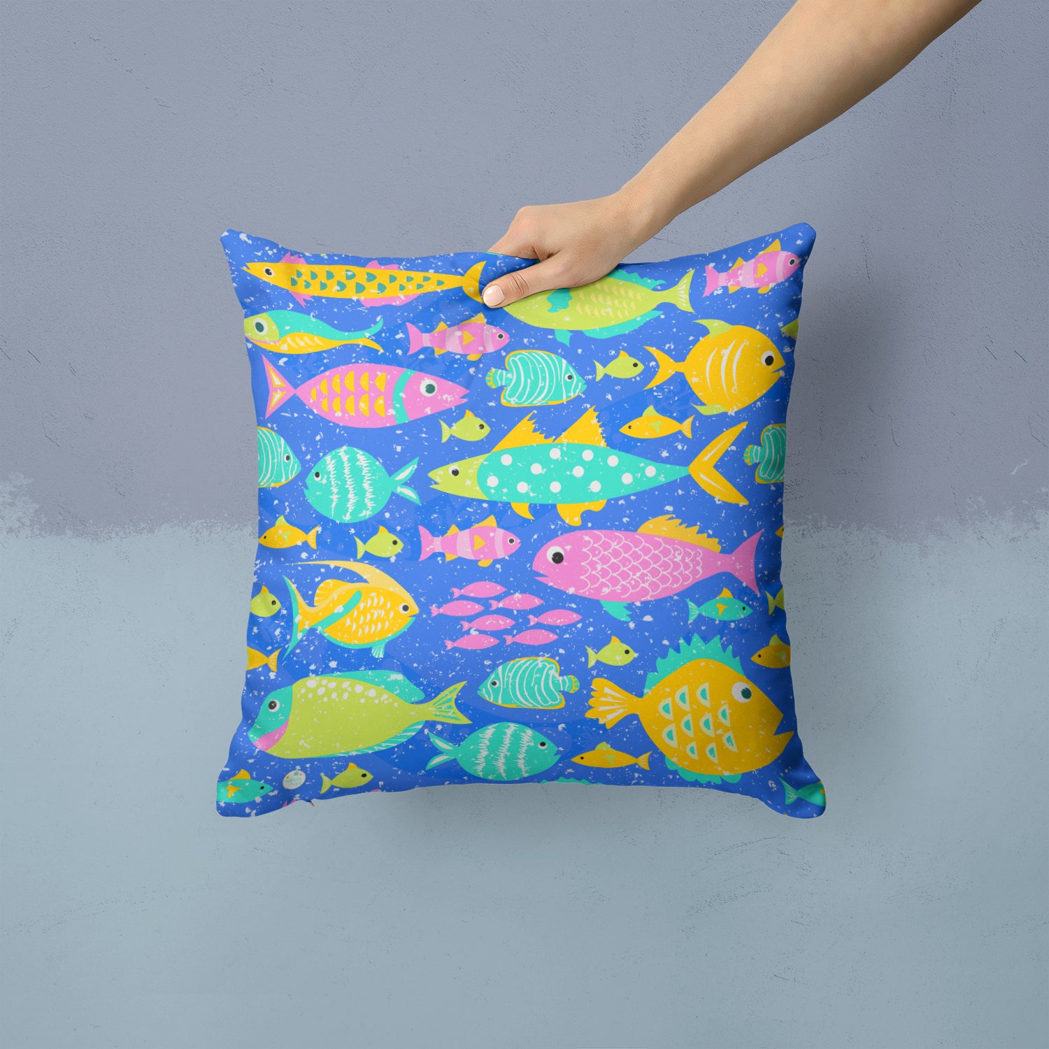 Little Colorful Fishes Fabric Decorative Pillow VHA3034PW1414 - the-store.com