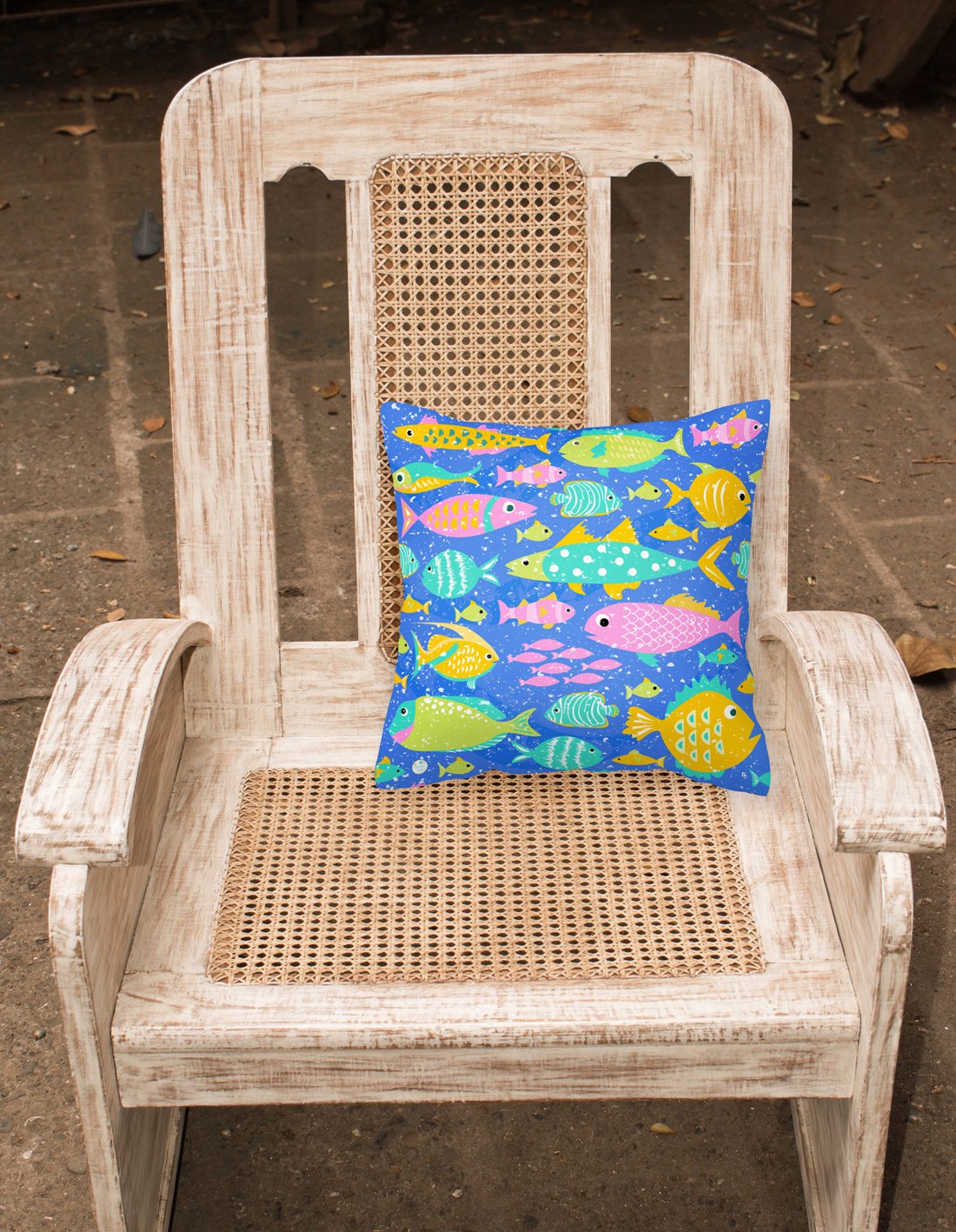 Little Colorful Fishes Fabric Decorative Pillow VHA3034PW1818 by Caroline's Treasures