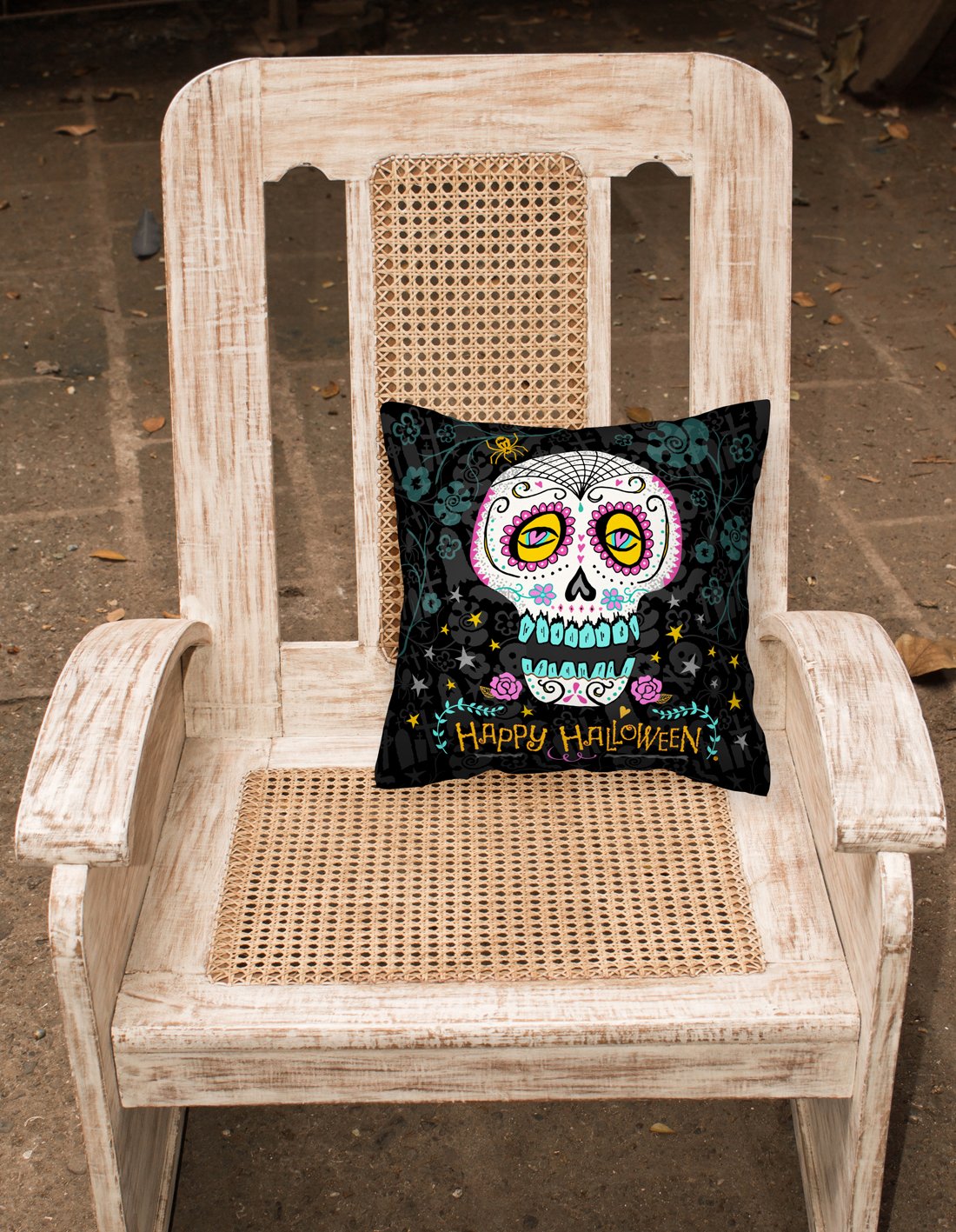 Happy Halloween Day of the Dead Fabric Decorative Pillow VHA3035PW1818 by Caroline's Treasures