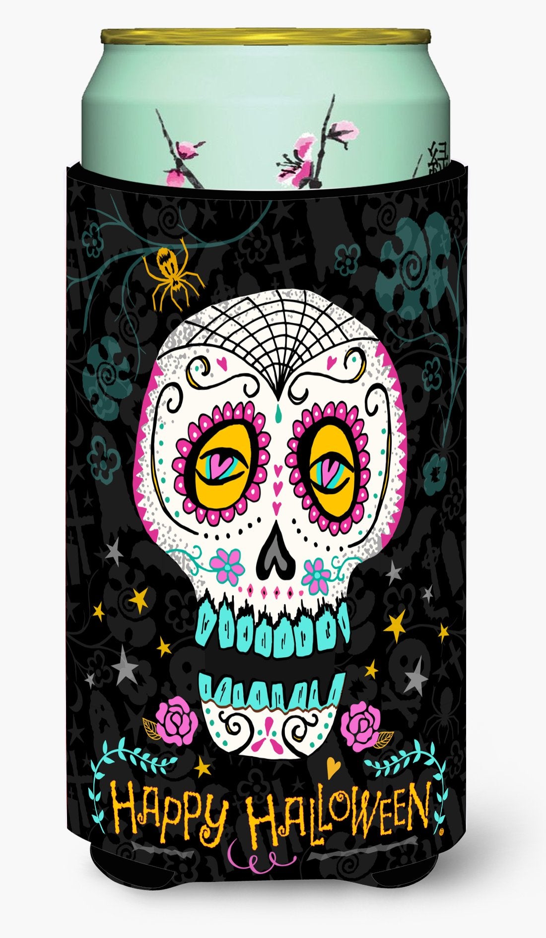 Happy Halloween Day of the Dead Tall Boy Beverage Insulator Hugger VHA3035TBC by Caroline&#39;s Treasures