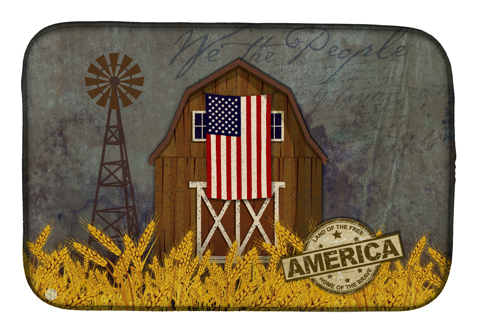 Patriotic Barn Land of America Dish Drying Mat VHA3036DDM  the-store.com.