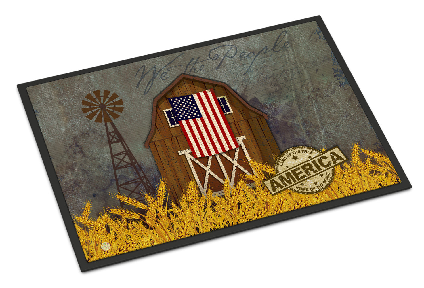 Patriotic Barn Land of America Indoor or Outdoor Mat 18x27 VHA3036MAT - the-store.com