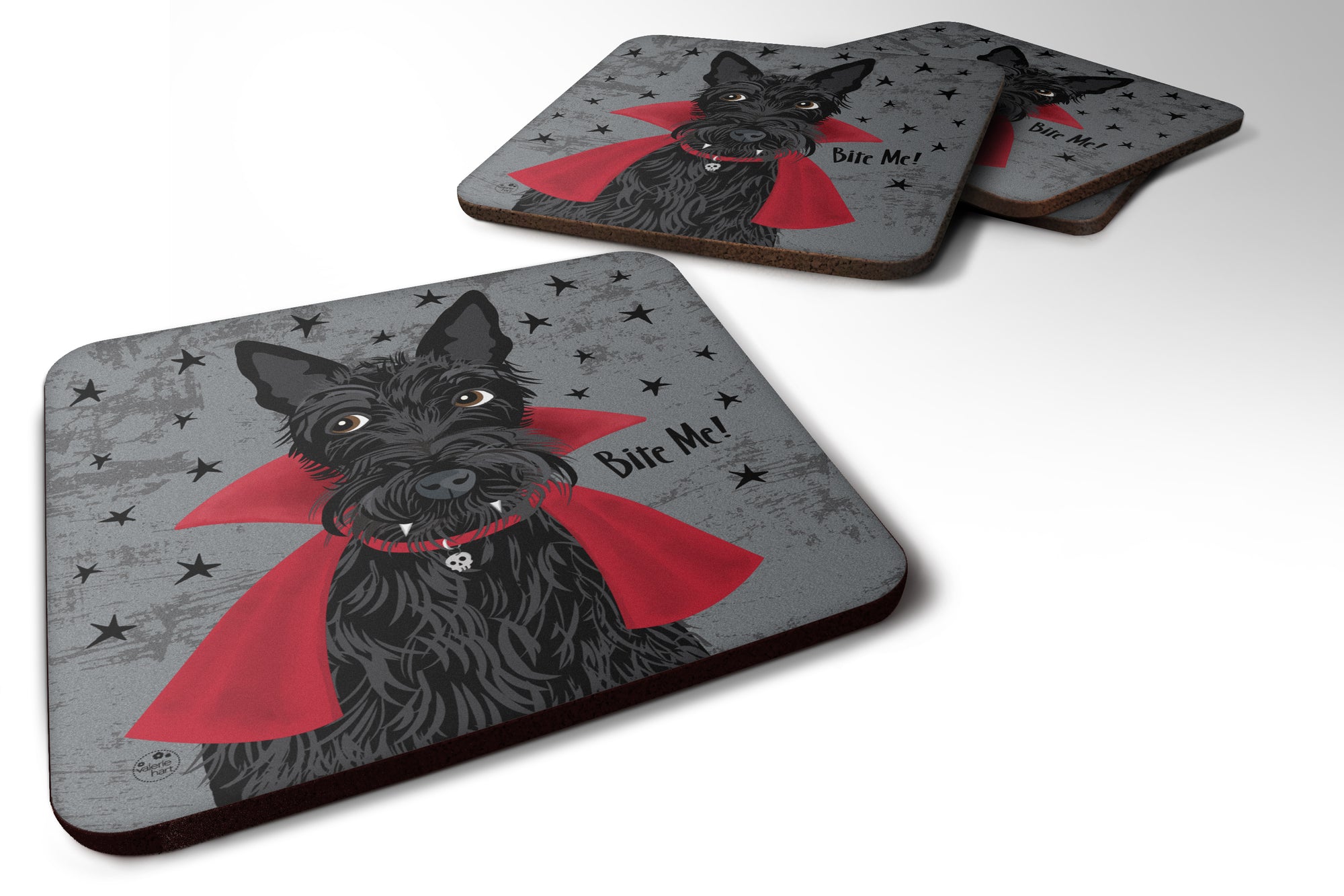 Halloween Vampire Scottie Foam Coaster Set of 4 VHA3037FC - the-store.com