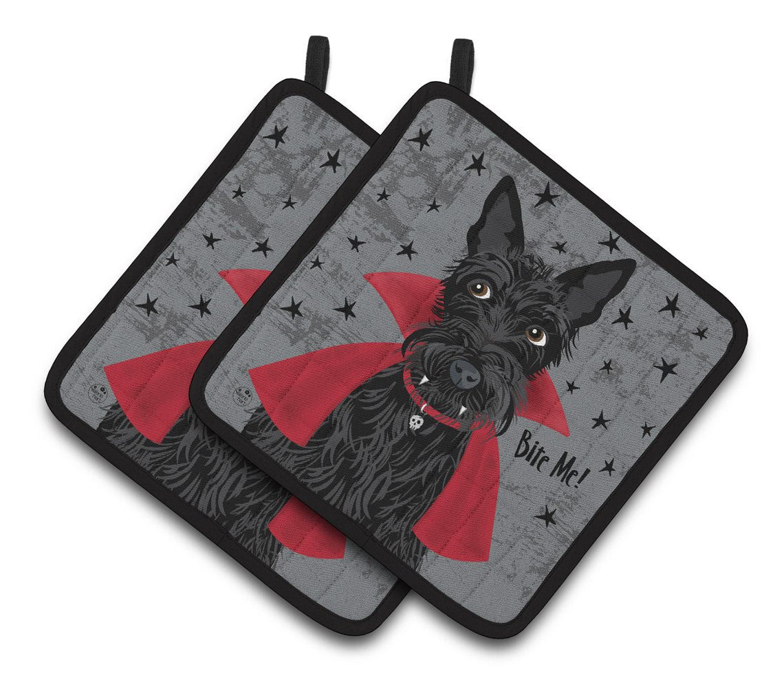 Halloween Vampire Scottie Pair of Pot Holders VHA3037PTHD by Caroline&#39;s Treasures