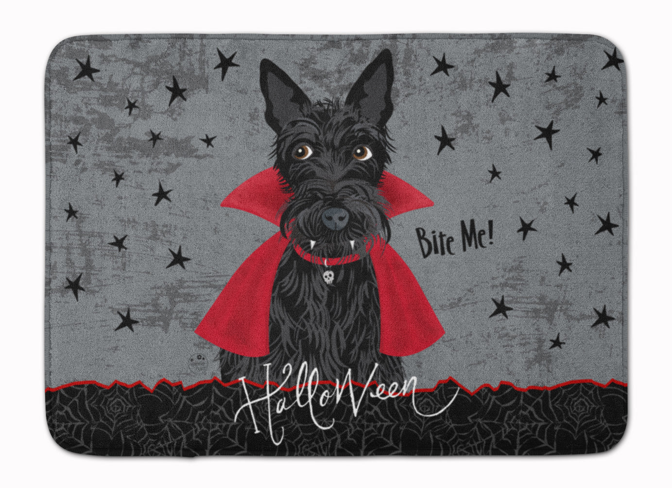 Halloween Vampire Scottie Machine Washable Memory Foam Mat - the-store.com