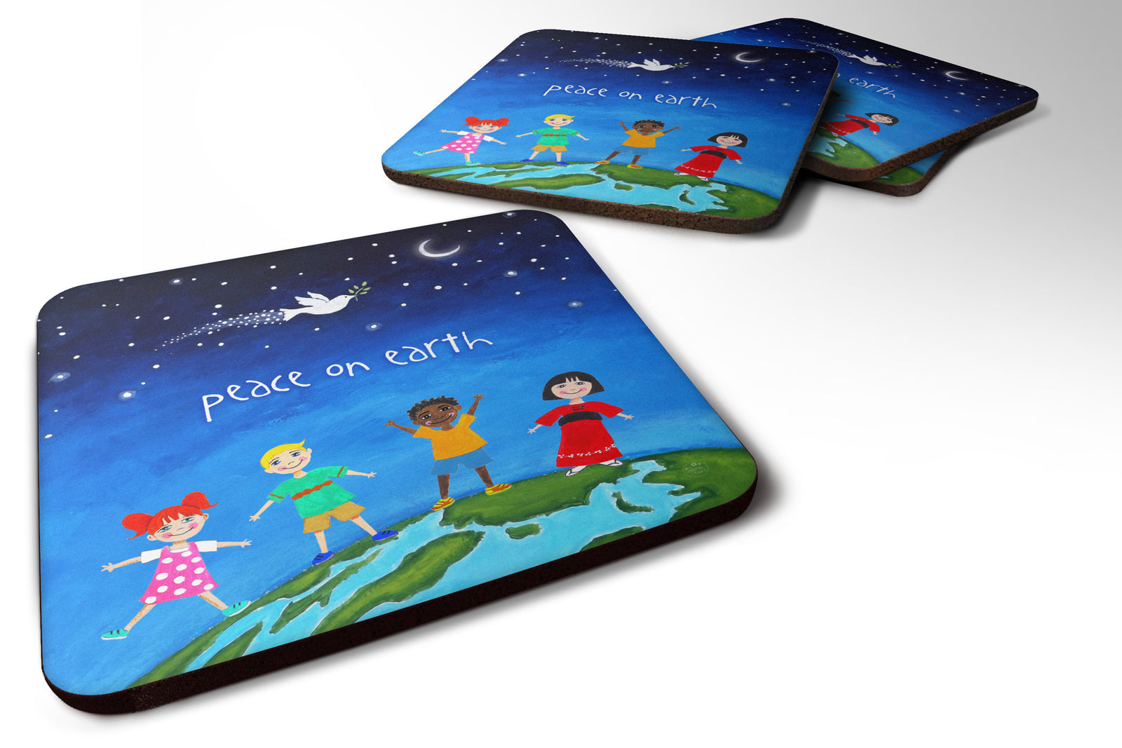 Peace on Earth Foam Coaster Set of 4 VHA3039FC - the-store.com