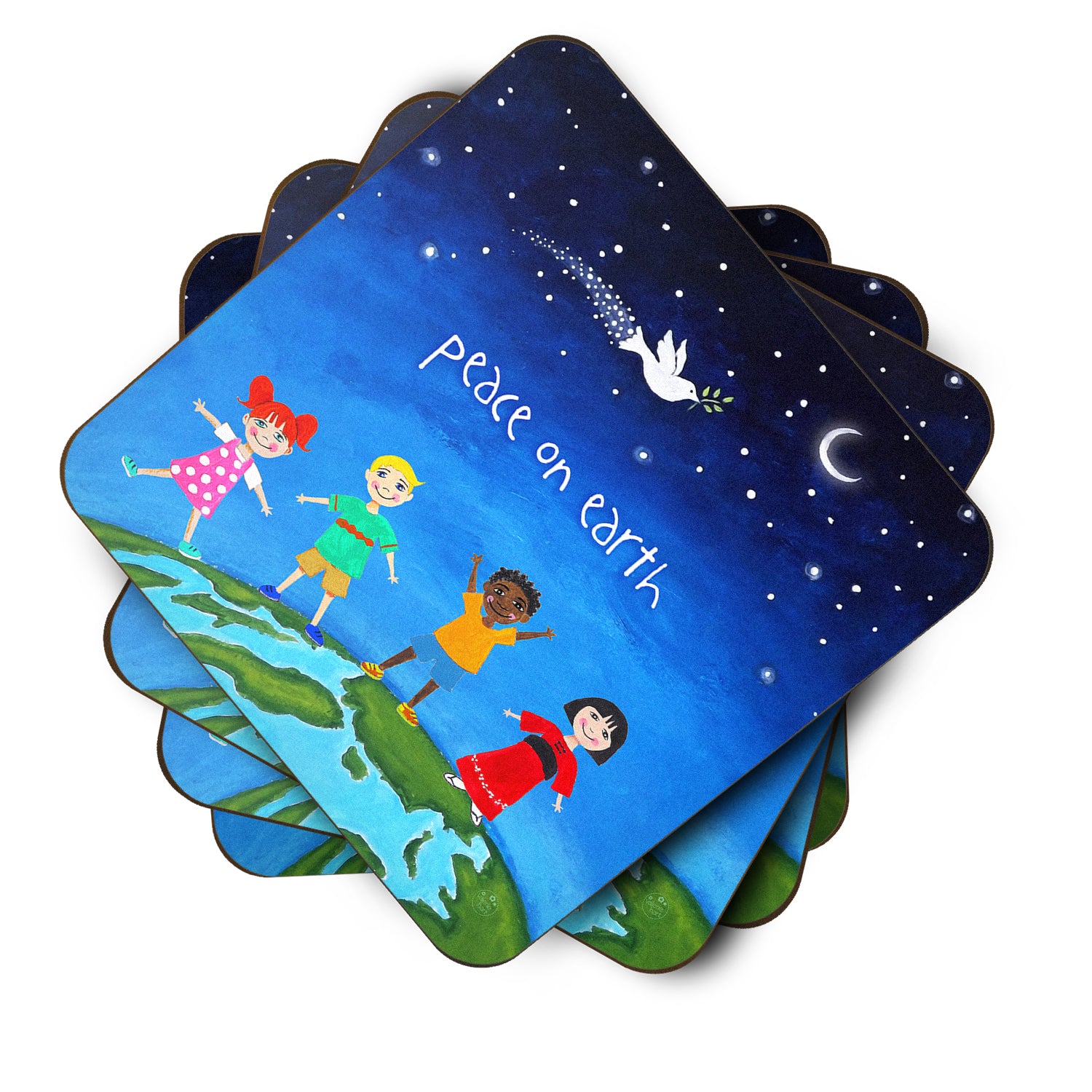 Peace on Earth Foam Coaster Set of 4 VHA3039FC - the-store.com