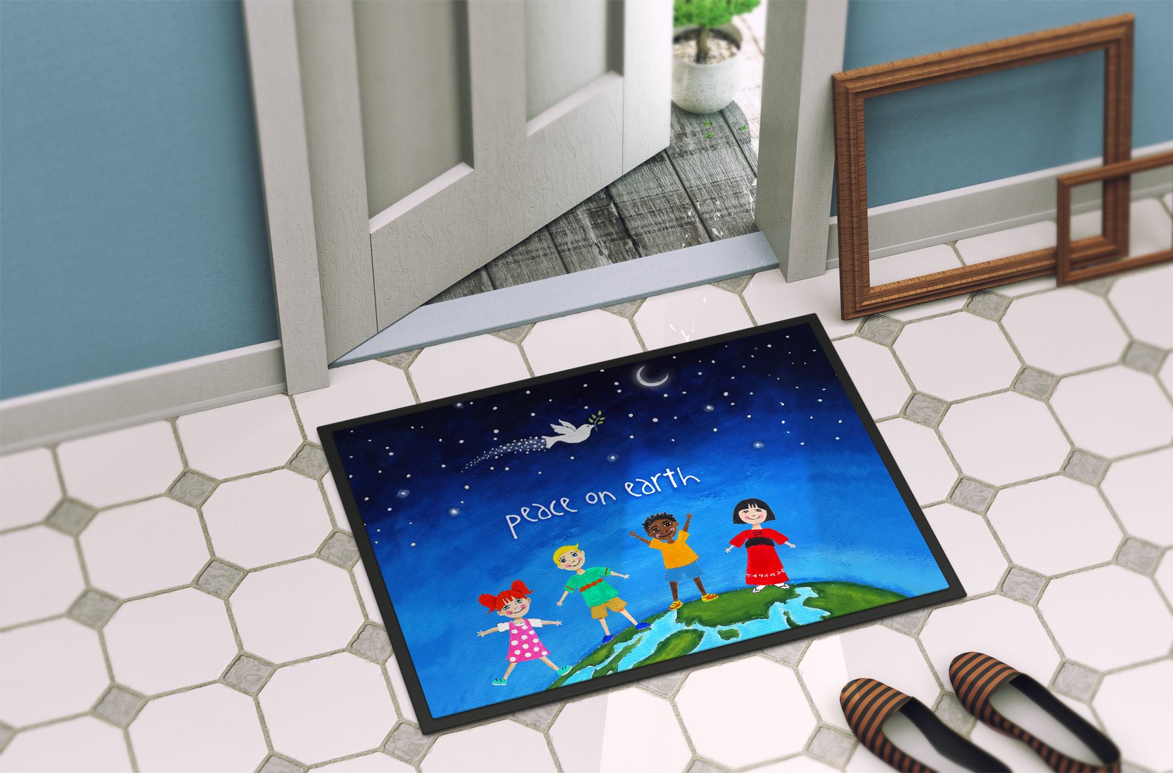 Peace on Earth Indoor or Outdoor Mat 24x36 VHA3039JMAT by Caroline's Treasures