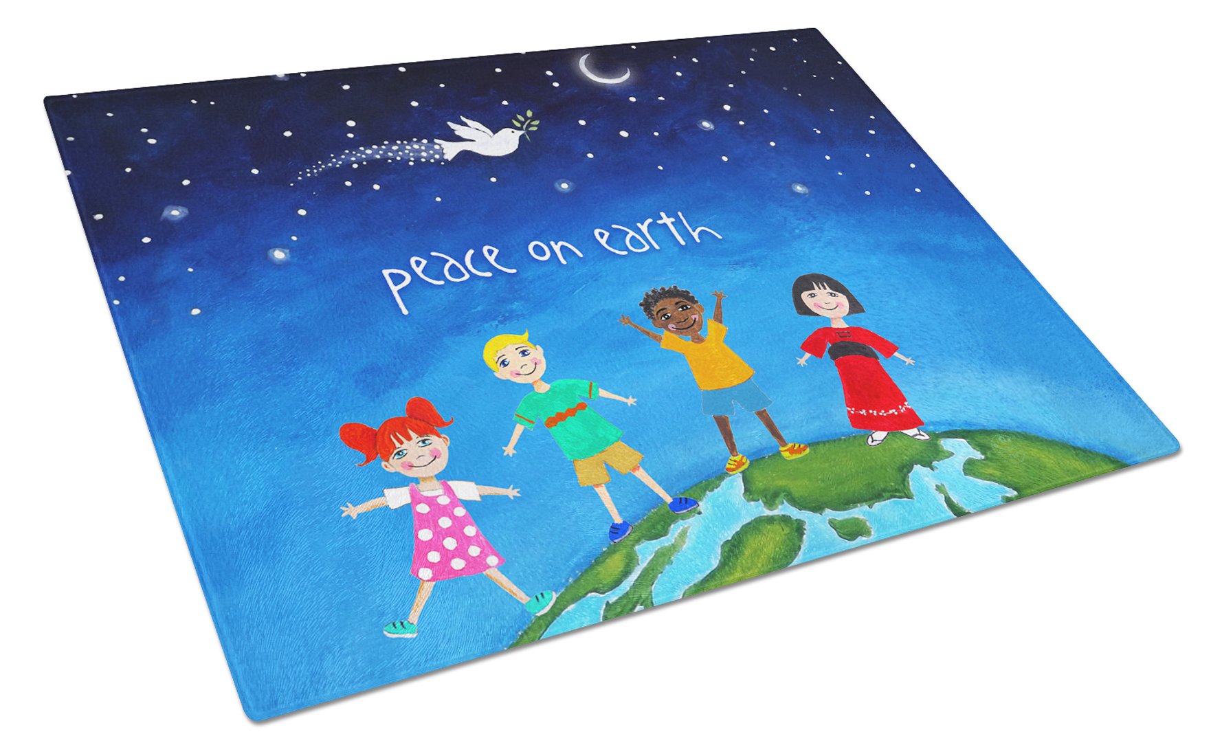 Peace on Earth Glass Cutting Board Large VHA3039LCB by Caroline's Treasures