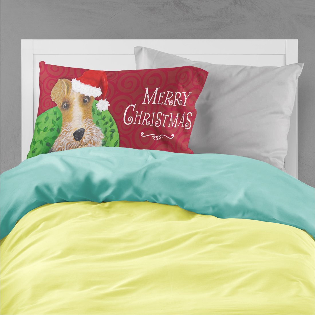 Wire Fox Terrier Christmas Fabric Standard Pillowcase VHA3040PILLOWCASE by Caroline's Treasures