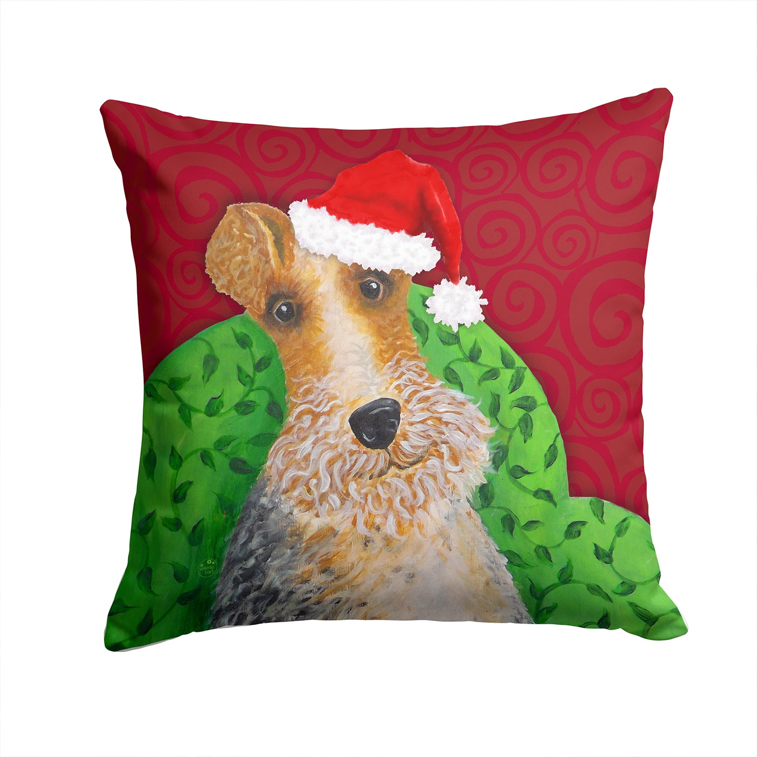 Wire Fox Terrier Christmas Fabric Decorative Pillow VHA3040PW1414 - the-store.com