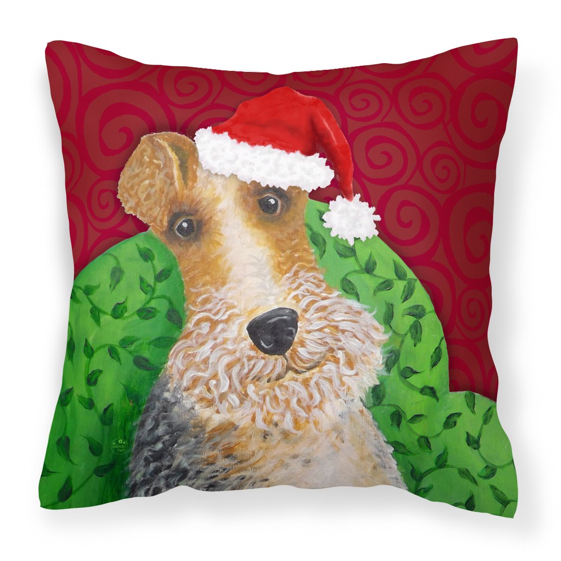 Wire Fox Terrier Christmas Fabric Decorative Pillow VHA3040PW1818 by Caroline's Treasures