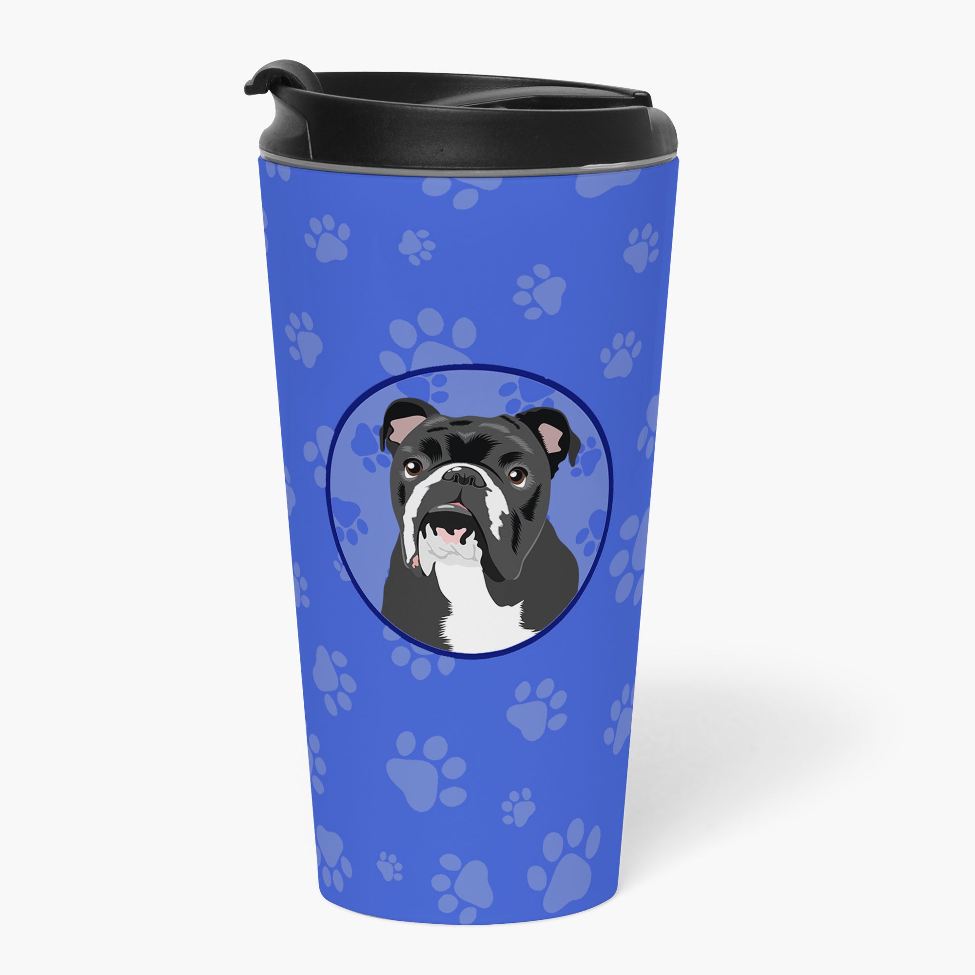 English Bulldog Black and White  Stainless Steel 16 oz  Tumbler - the-store.com