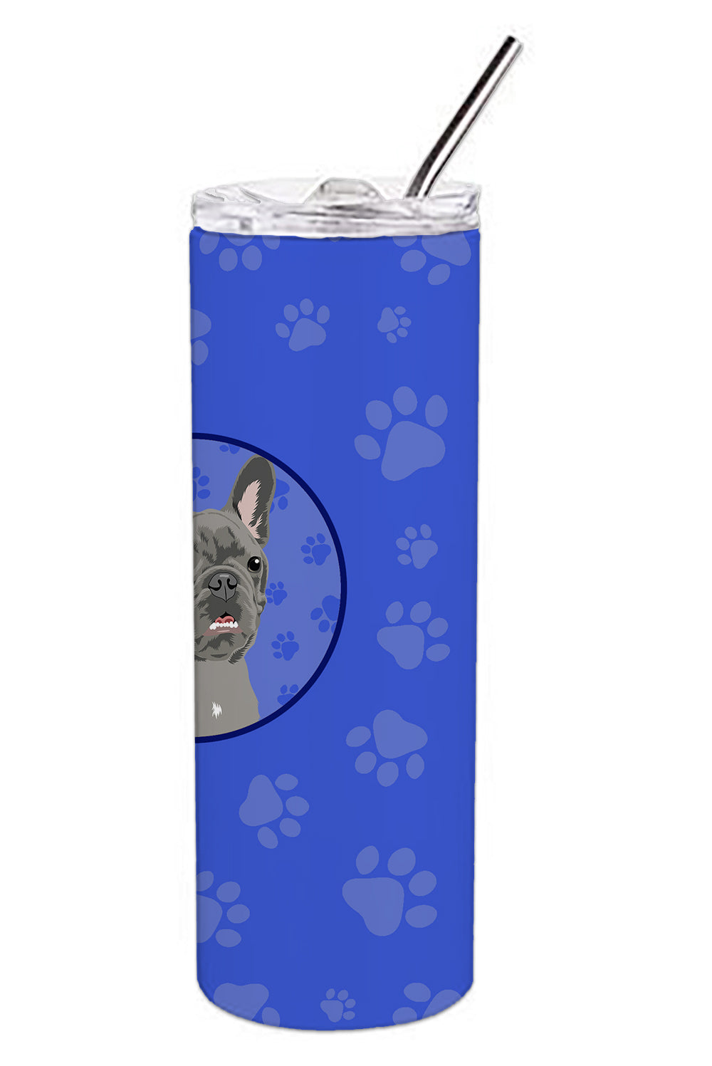 French Bulldog Blue  Stainless Steel 20 oz Skinny Tumbler - the-store.com