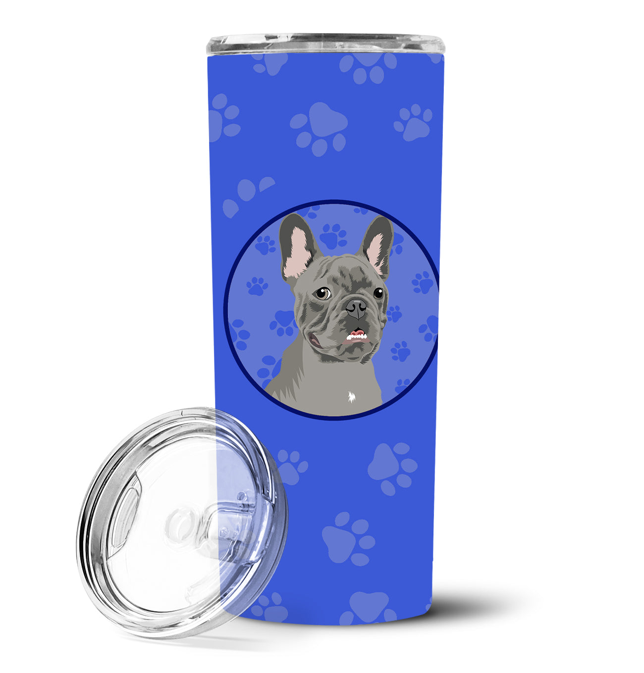 French Bulldog Blue  Stainless Steel 20 oz Skinny Tumbler - the-store.com