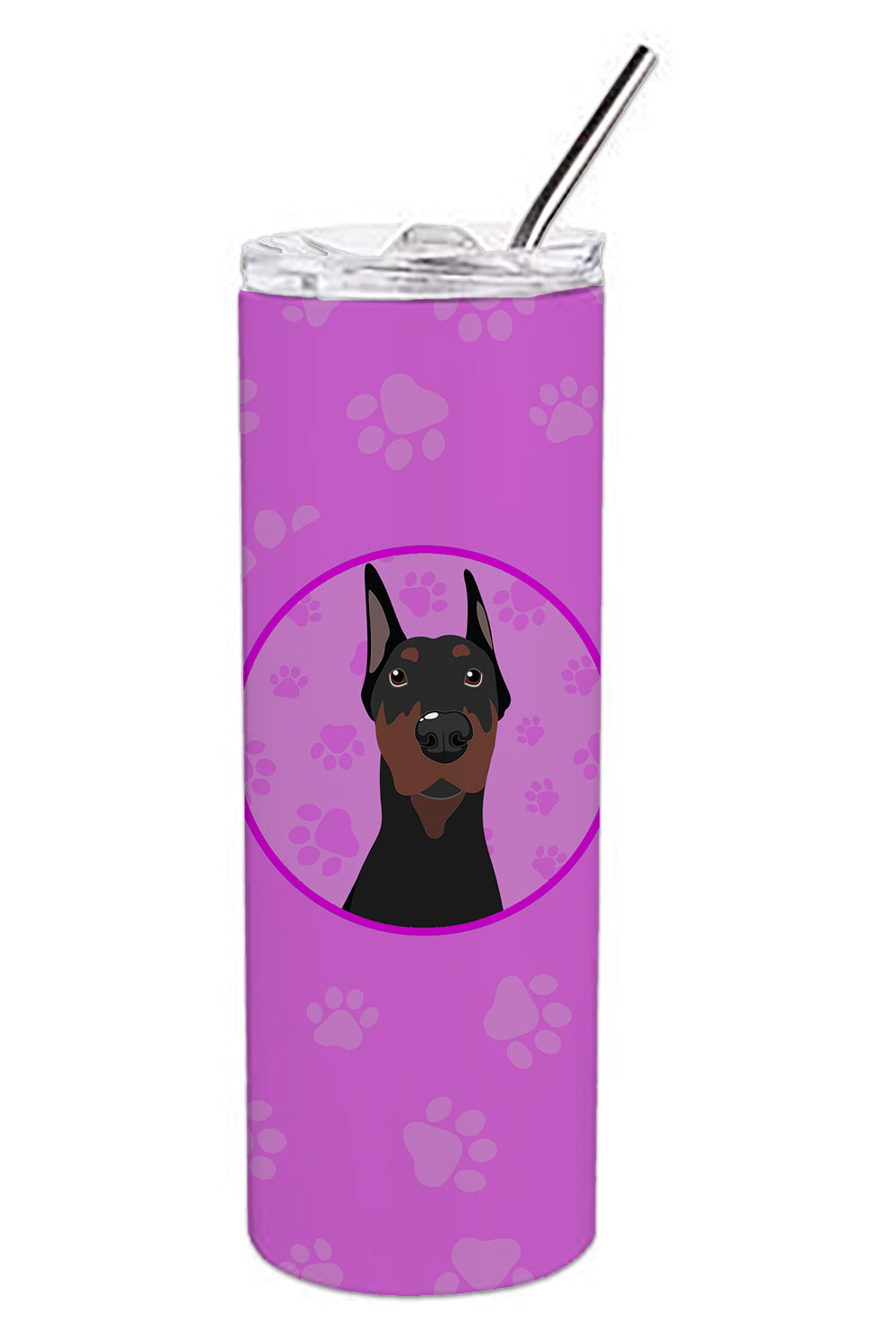 Buy this Doberman Pinscher Black Cropped Ears Stainless Steel 20 oz Skinny Tumbler