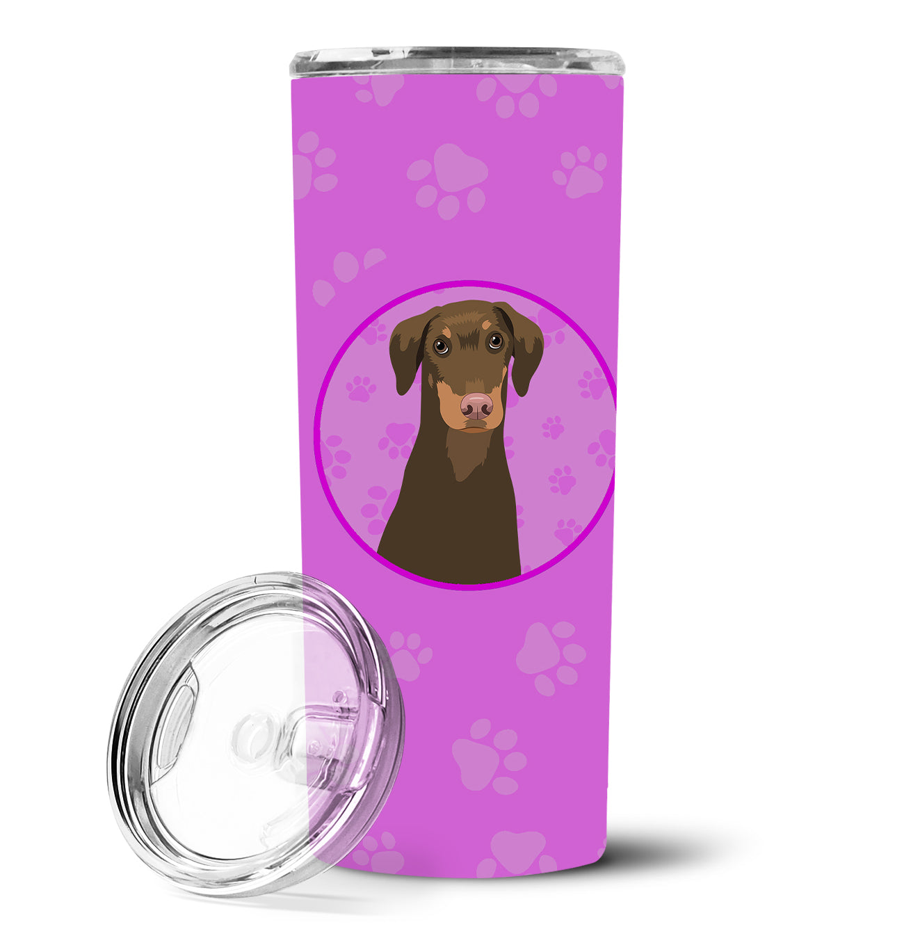 Doberman Pinscher Red and Rust Natural Ears #2 Stainless Steel 20 oz Skinny Tumbler - the-store.com